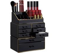2 organizadores de maquillaje con cajones, joyero apilable para maquillaje, organizador de maquillaje de acrílico, color y dorado