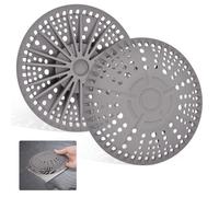2 Pack Atrapapelos Ducha de Silicona de 14cm Filtro Sumidero sin Ventosas Antimoho Fijo para Platos de Resina Textura Pizarra y Cubierta Desagüe Baño Bañera Fregadero Cocina Gris Antiatascos