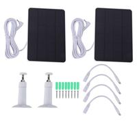 2 paneles solares de 10W, compatibles con cámaras de seguridad Ring, con clasificación IP65, resistentes al agua, con conectores micro USB-C de corriente continua (DC), y un cable de 2,9 metros de lon