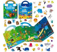 2 Paquetes de Libro de Stickers Jelly, 72 Stickers de Gel de Animales Gruesos, Calcomanías Adhesivas Impermeables, Libro de Actividades Creativas Reutilizable, Juguetes Educativos para Niños Pequeños