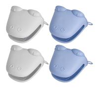 2 Par Silicona Mini Manoplas Horno, Lindos Guantes Horno Barbacoa, Manoplas Pequeñas para Cocina, Resistentes Al Calor, Guante de Horno de Silicona Gruesa para Cocinar, Hornear y Asar (Gris, Rosa)