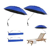 2 parasoles con abrazadera universal, 120 cm, protección UV, sombrilla de playa con bolsa de transporte, paraguas ajustable de 360 ° para sillas de salón al aire libre, sillas de patio, sillas de