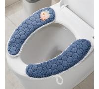 2 pares de fundas de asiento de inodoro de felpa, cálidas, gruesas y acolchadas, antideslizante, cojín de asiento de inodoro suave lavable para baño con cinta adhesiva