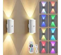 2 Pcs Aplique Pared Interior LED RGB con Sensor de Movimiento | Degradado, Smart RGB, regulable, lámpara de pared magnética, recargable, para pasillo, dormitorio, escaleras