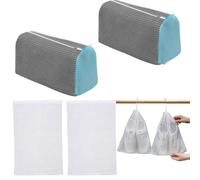 2 Pcs Bolsa para Lavar Zapatillas en Lavadora, Bolsas Lavadora con 360° Pelusa de Limpieza, 4 Bolsas Polvo, sin Pelusa, Reutilizables, Bolsa Lavar Zapatillas Lavadora para Todo Tipo Calzado (Gris)