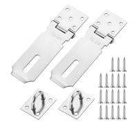 2 PCS Cerrojo para Puerta, Pestillos para Puertas con Cerrojo Resistente y Juego de Grapas con 9 Tornillos para Puertas, Ventanas, Armarios y Jaulas de Mascotas, Seguridad y Durabilidad Superior