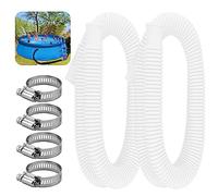 2 Pcs Manguera Flexible de Piscina 1.5m, Manguera de Repuesto para Piscina 32mm, Repuesto Manguera de Bomba Piscina para Piscinas Elevadas, con 4 Abrazaderas de Metal (Blanco)