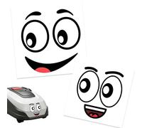 2 pegatinas de ojos para robot cortacésped, pegatinas para ojos, robot cortacésped, autoadhesivo, resistente a la intemperie, para aspiradora, robot cortacésped, coche, decoración para cubos de basura