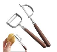 2 peladores de verduras de acero inoxidable 304 con mango de madera de nogal, pelador de madera de zanahoria seguro para cocina, pelador de patatas para el hogar, pelador de patatas súper afilado,