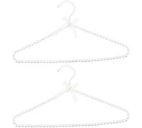 2 perchas de ropa con lazo de perlas artificiales blancas de 15.74 x 8.85 pulgadas, material plástico, elegante organizador para armario del hogar