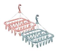 2 Perchero de Calcetines, Percha Plegable para Secar Ropa, Perchas de Lavandería con 32 Pinzas, Estante de Secado de Ropa, Colgador de Ropa para Secar Calcetines Ropa Interior Toallas Ropa de Bebé