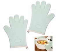 2 Pieza Guantes Cocina Horno, Antideslizante Guantes Horno Silicona | Guantes Horno Profesional, Resistente al Calor hasta 250°c, Interior de Algodón, Manoplas Horno para Cocinar, Hornear y Asar