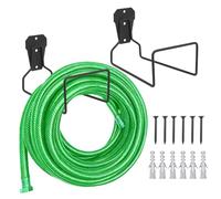 2 Pieza Soporte Manguera Jardin Lluvia, Soporte Manguera Pared, Ganchos Metálicos para Garaje Jardín Tuberías Cables de Extensión y Mangueras de Vacío Colgador