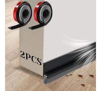 2 Piezas 100 CM Cepillo Puerta Entrada Negro, Tira de Sellado para Puertas, Aislante Burlete Puerta Entrada Adhesivo con Cepillo, Cortable Tür Zugluftstopper Bürste para Evitar Insectos e Pulpos