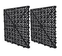 2 Piezas Alfombrilla de Drenaje Suelo Negro PP Conectores | Baldosas Entrelazadas, Superficie Texturizada y Huecos de Malla, para Baño, Lavadero y Balcón
