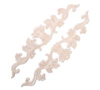 2 Piezas Aplique de Esquina Tallada Estilo Francés Vintage | Acabado Natural sin Pintar, Veta Visible y Borde Curvo, para Bricolaje en Paneles MDF y Pared