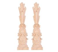 2 Piezas Aplique de Madera Tallada Forma de Columna Romana | Adorno Europeo Vintage, sin Pintar, Beige, para Armarios y Paredes, Decorativo, Admite Tinte o Pintura en Spray