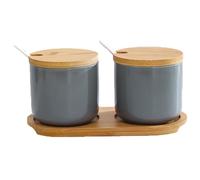 2 Piezas Azucarero y Salero, Saleros de Cocina Modernos, Salero, Tarro de Condimentos de Cocina de Cerámica para Sal, Azúcar, Pimienta, Especias, Ajo en Polvo, Cebolla en Polvo (250 ML - Gris)