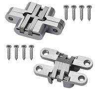 2 piezas bisagras ocultas invisibles bisagras cruzadas ocultas 180 grados aleación de zinc bisagra oculta para herrajes de muebles puerta plegable (45 mm)