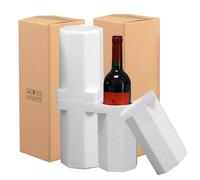 2 piezas Caja individual para botella de vino con Espuma Caja de envío de vino Protector de botella de vino 115x115x380 mm