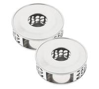 2 Piezas Calentador de Teteras, Base Floral Hueca | Portavelas Integrado para Vela Pequeña, Mantiene Bebidas Tibias, Flujo de Aire Óptimo, Color Plata