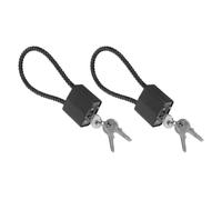 2 piezas Candado con Llave 13x3,3x1,5cm de Cable de Acero Negro | Cable Flexible Trenzado, Resistencia al Atasco y Daño, Incluye Llaves, para Armarios y Puertas