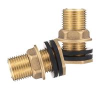 2 Piezas Conector de Mamparo para Tanque de Agua de Latón 3/8 a