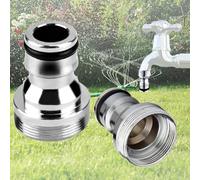 2 Piezas Conector Grifo Manguera Universal, Adaptador de Grifo de Cocina, Conector de Tubería de Agua de Latón Sólido, Accesorios de Interfaz de Conversión de Agua, para Exteriores, 23mm, Plata
