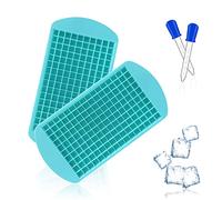 2 piezas Cubitera de Silicona Molde de Hielo Fácil de Desmoldar Whisky Ice Cubitera Mini Cubitera con 2 Piezas de Goteadores de Silicona Azul Oscuro para Bebidas Congeladas, Cócteles y Zumos