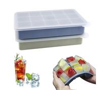 2 Piezas Cubitera Silicona con Tapa, Cubiteras para Hielo Silicona sin Bpa