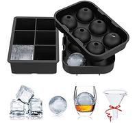 2 Piezas Cubitera Silicona, Cubiteras Para Hielo Grande & Molde Hielo Redondo con Embudo, Liberación Fácil, Sin BPA Reutilizables Ice Cube Tray para Whisky, Cócteles