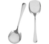 2 Piezas Cuchara Grande para Servir, Mango Largo | Profundizada, Superficie Pulida y Lisa, para Sopa y Verduras, Uso en Buffet, Catering y Cocina