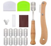 2 Piezas Cuchillo de Panadero, Cuchillo Pan, Cuchilla para Greñar Pan | Cuchilla Panadero, con 10 Cuchillas Repuesto y 2 Funda Protectora, para Cortar Masa con Líneas Rectas y Curvas