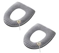 2 piezas de fundas de asiento de inodoro suaves más gruesas para baño con asa, cojín de tapa de inodoro suave más grueso, lavable, se adapta a todos los asientos de inodoro ovalados (gris)