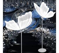 2 piezas de lámpara de pie con decoración de mariposas para bodas, lámpara de pie colgante con luz LED de mariposa luminosa, para accesorios de adorno para bodas o fiestas,100cm-silveryarnwhitelight
