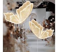 2 piezas de lámpara de pie con decoración de mariposas para bodas, lámpara de pie colgante con luz LED de mariposa luminosa, para accesorios de adorno para bodas o fiestas,60cm-Goldyarnwarmlight