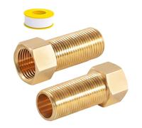 2 piezas de latón de tubo de extensión de 1/2 pulgadas x 70 mm rosca interior a rosca exterior, adaptador DN15 70 mm conexión de tubo con cinta de sellado de 2 m, extensión de 1/2" para conexión de