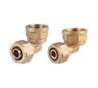 2 piezas de latón hembra 1216 para tubos compuestos de aluminio, conector de calentador de agua solar HVAC, adaptador roscado de 4 puntos (4 puntos)