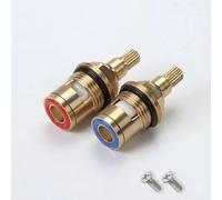 2 piezas de parte superior de la válvula de grifo de 1/2 pulgada, cartucho universal de grifo de repuesto, cartucho de grifo mezclador de latón, piezas de repuesto de parte superior de cerámica para