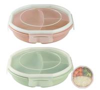 2 piezas de platos para microondas con tapa, tazón Bento, recipiente de almacenamiento libre de BPA con división de 3 partes, recipiente separado, almacenamiento hermético, vajilla para microondas