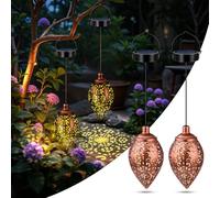 2 Piezas Farolillos Solares Exterior Colgantes, IP65 Impermeable Faroles Solares, Luz Blanca Cálida LED, Metal Lampara Solar Exterior para Jardín, Balcón, Terraza, Patio, Decoración