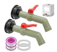 2 piezas Grifo Deposito 1000 Litros, 3/4" Adaptador de Depósito IBC, S60x6 Rosca Gruesa, Adaptador Bidon 1000 Litros para Exterior Jardin Deposito Agua Lluvia
