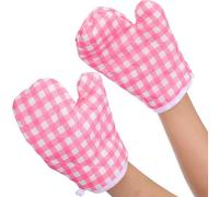 2 Piezas Guantes Aislantes del Calor para Rosa, Poliéster Algodón | Costura Suave, Diseño Aro para Colgar, Agarre Cómodo, para Cocinar y Juego de Cocina
