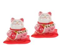 2 Piezas Hucha Creativa de Gato Suerte, Cerámica Rosa para Monedas | Decoración de Escritorio, Apta para Habitación Infantil, Coleccionistas Maneki-neko, Acabado Liso