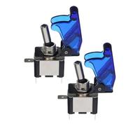 2 piezas Interruptor de Palanca Metálico 2 Pines 20A 12v 24v con LED | Tapa Abatible, Montaje en Panel, Contactos Metálicos y Cuerpo Plástico, para Luces Antiniebla y Bocinas