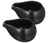 2 Piezas Jarra de Leche de Cerámica Negra, Práctica y Ligera | Recipiente Útil para Comedor, Diseño Compacto, Fácil de Usar, Adecuado para Mesa y Desayuno