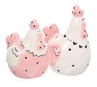 2 Piezas Juego de Salero y Pimentero de Cerámica Forma de Pollo | Acabado Liso y Ligero, Recarga Fácil, para Mesa y Bebidas de Infusión, Estilo Granja
