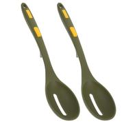2 Piezas Kit de Colador de Cocina Antiadherente Mango Largo Verde | Silicona y Nylon, Manejo Ligero y Resistente al Calor, para Fideos, Sopas, Buffet y Hoteles