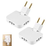 2 Piezas Ladrón Enchufe Plano con Cabezal Giratorio 180º, Enchufe Pared Rotatorio 180° con 3 Tomas, Adaptador Múltiple Giratorio 180°, para Casa, Oficina, Dormitorio, Cocina Espacios Reducidos Seguro