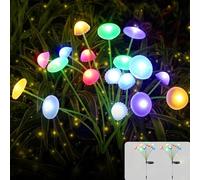 2 Piezas Luz Solar Exterior Medusas , 16 LED Luces Solares Exterior Jardin Medusas, Luces de Jardín de Luciérnagas, LED Luciérnaga Lámparas Solares Lmpermeable para Aceras Césped (medusa colore)